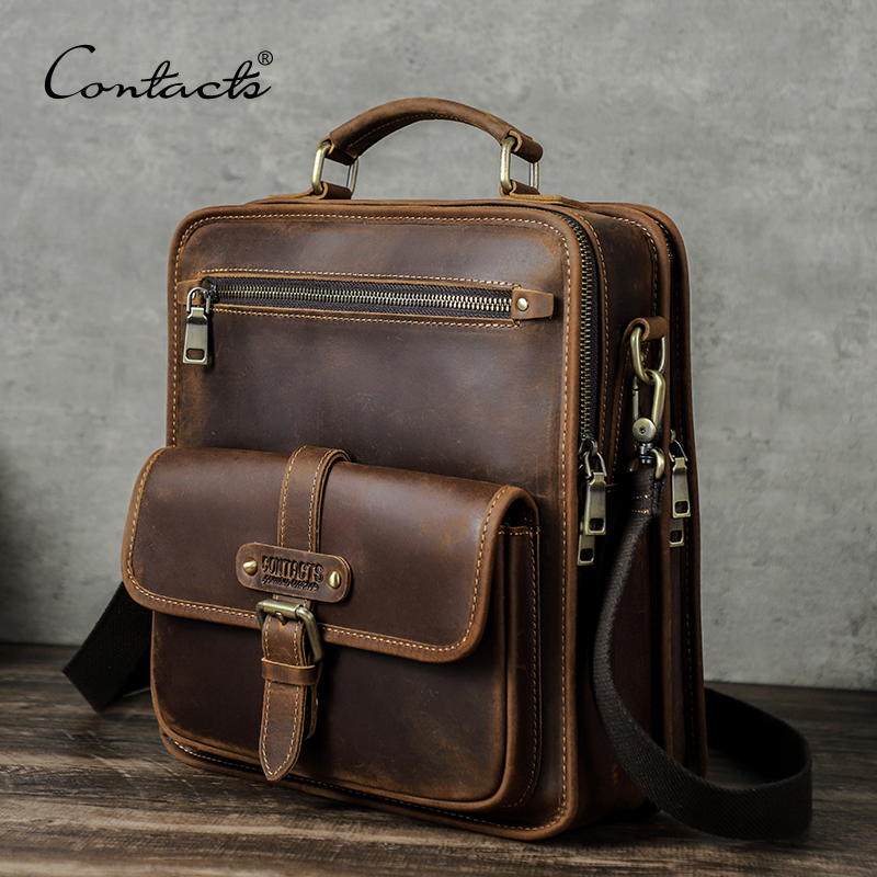 Coffee Equipment Travel Bag - CONTACT'S Crazy Horse Leather Men Shoulder