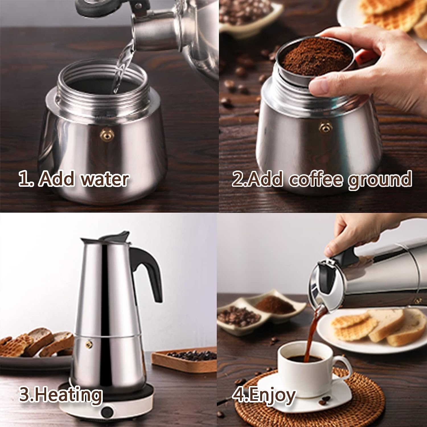 4/6/9 Cups Moka Pot Caffe Mach – Coffee Equipment Wdt Bewertung und Preis