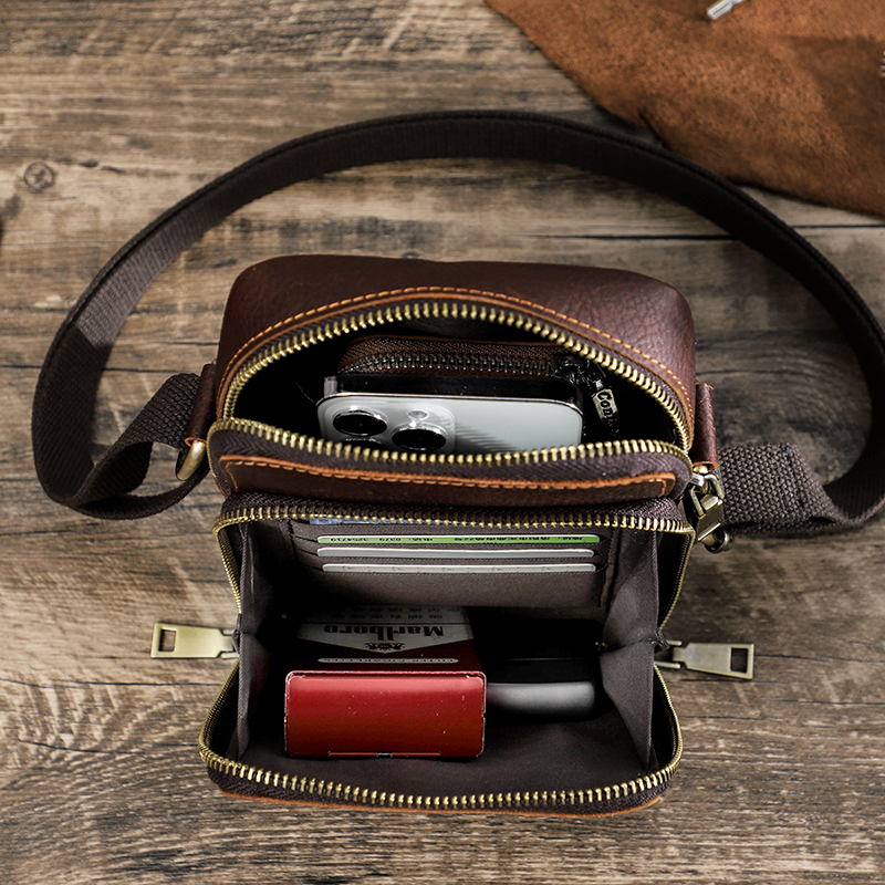 CONTACT'S Genuine Leather Men  – Coffee Equipment Travel Bag Bewertung und Preis