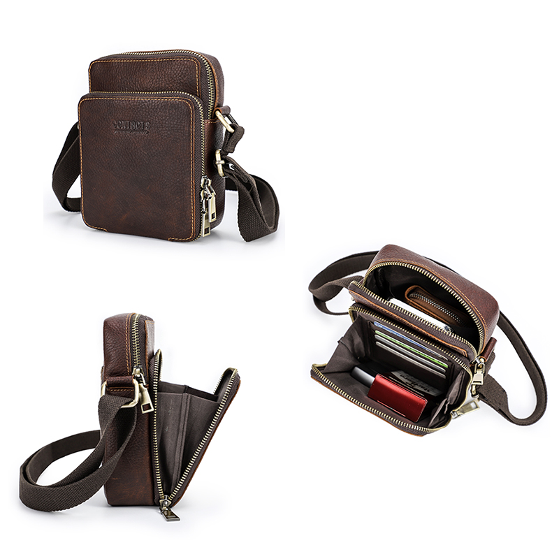 CONTACT'S Genuine Leather Men  – Coffee Equipment Travel Bag Bewertung und Preis