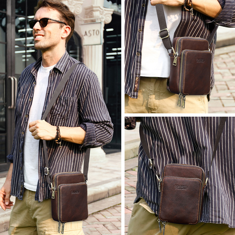 CONTACT'S Genuine Leather Men  – Coffee Equipment Travel Bag Bewertung und Preis