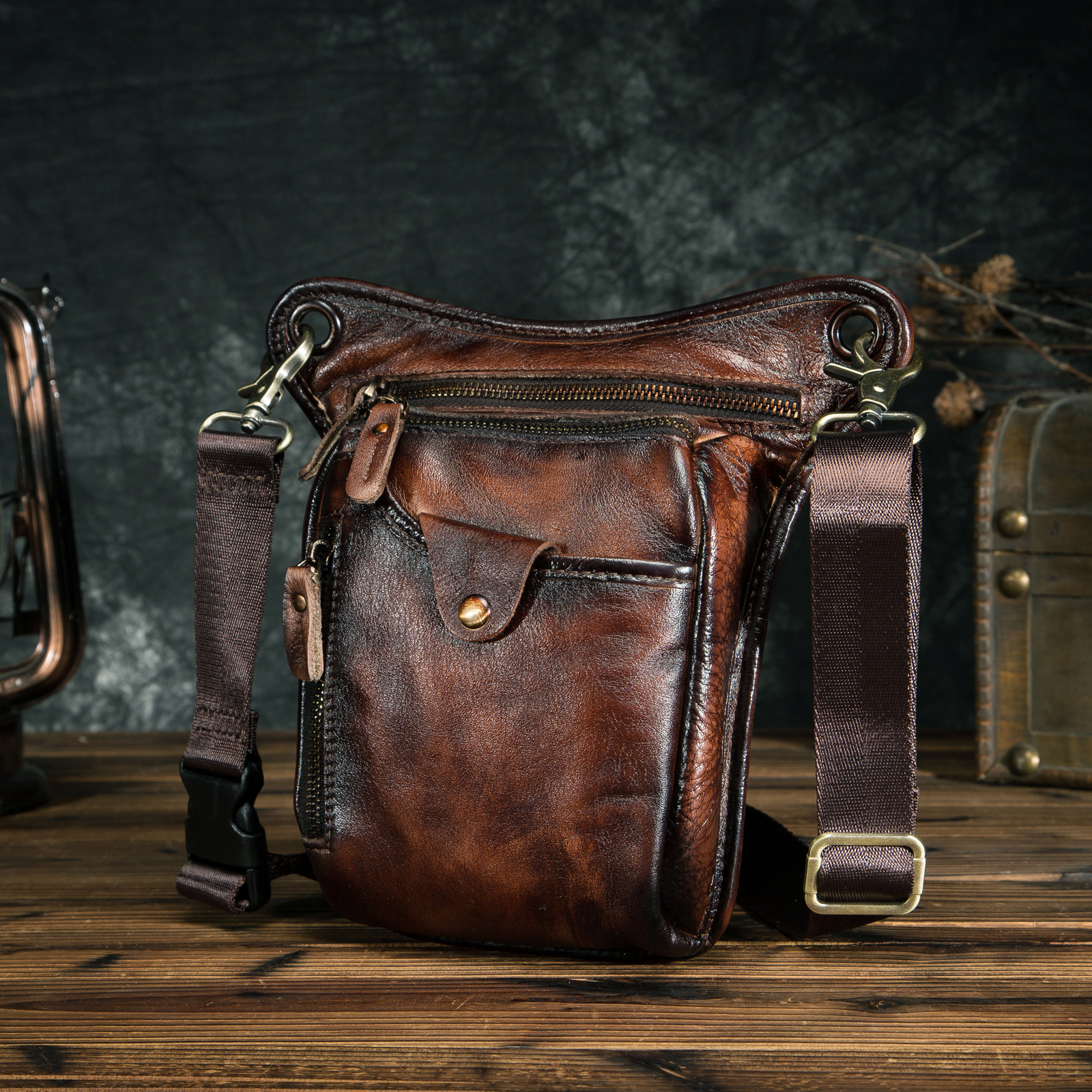 Thick Crazy Horse Leather Men  – Coffee Equipment Travel Bag Bewertung und Preis