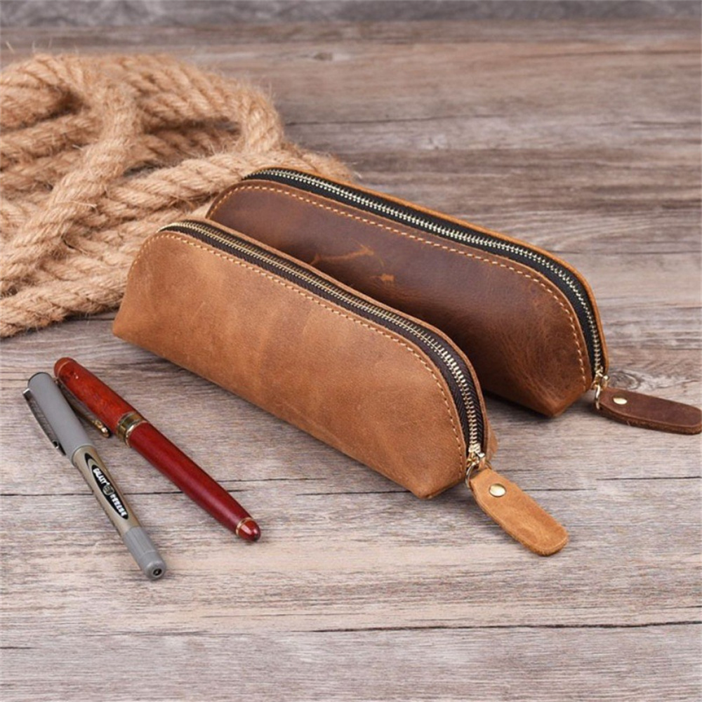 1PC Leather Zipper pencil pen  – Coffee Equipment Travel Bag Bewertung und Preis